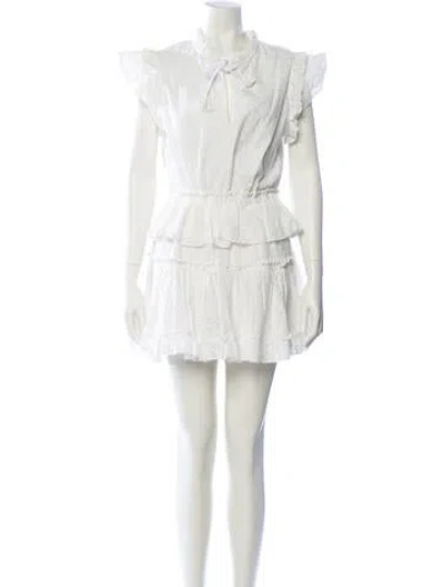Pre-owned Melissa Odabash Mock Neck Mini Dress In White