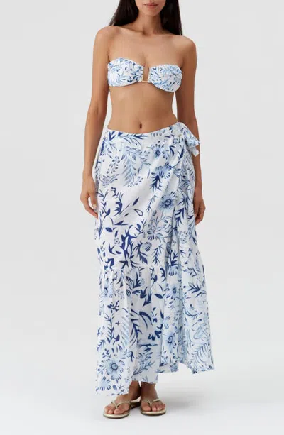 Melissa Odabash Monroe Cotton Wrap Cover-up Skirt In Blue