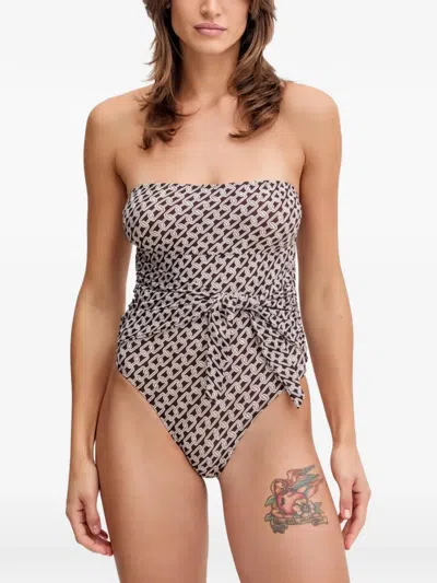 Melissa Odabash Munich Chain-print Tied Swimsuit In Brown