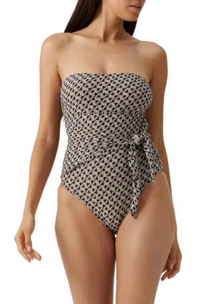 Melissa Odabash Munich Print Strapless One-piece Swimsuit In Black