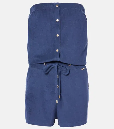 Melissa Odabash Naomi Cotton-blend Terry Romper In Blue