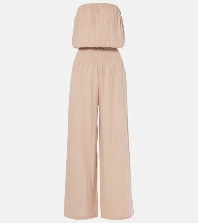 Melissa Odabash Naomi Cotton Jumpsuit In Beige
