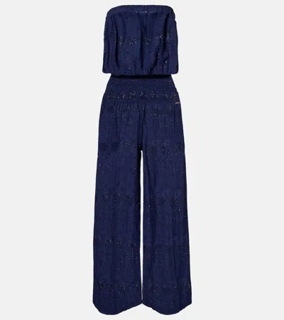 Melissa Odabash Naomi Cotton Jumpsuit In Blue