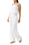 Melissa Odabash Naomi Strapless Cotton Jumpsuit In White
