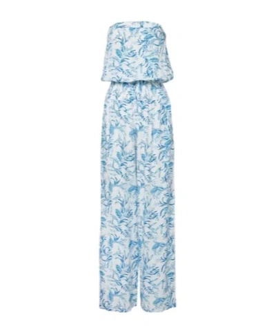 Melissa Odabash Naomi Strapless Cotton Jumpsuit In Blue