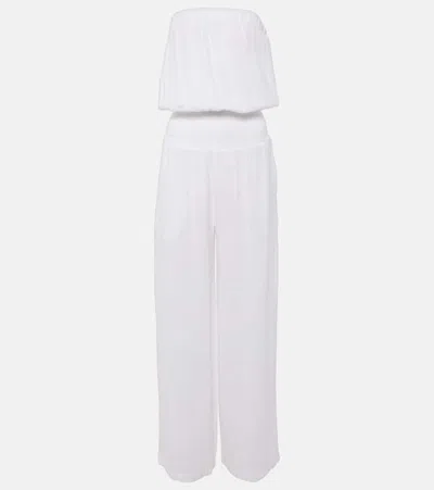 Melissa Odabash Naomi Strapless Cotton Jumpsuit In White