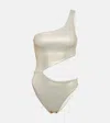 Melissa Odabash Nassau Metallic Asymmetric Swimsuit In Gold Metallic