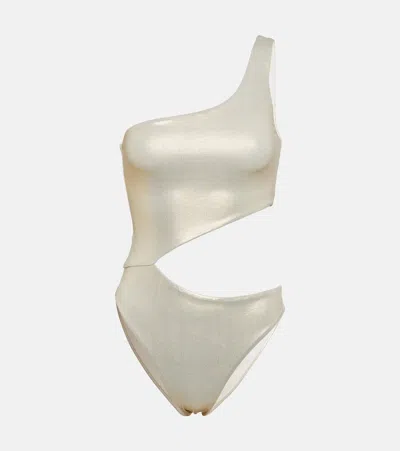 Melissa Odabash Nassau Metallic Asymmetric Swimsuit In Gold Metallic