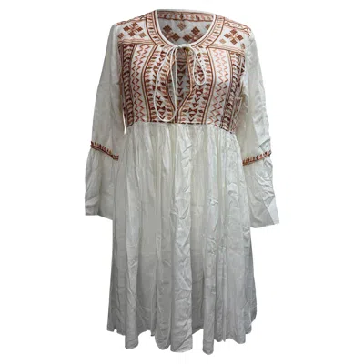 Pre-owned Melissa Odabash Natalia Embroidered Mini Dress In White Cotton
