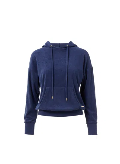 Melissa Odabash Nora Navy Hoodie In Blue