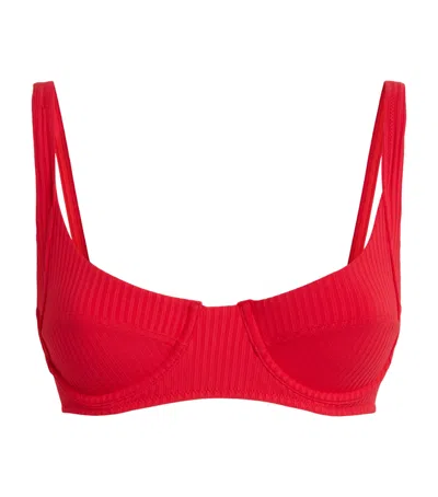 Melissa Odabash Ribbed Underwired Bikini Top In Red