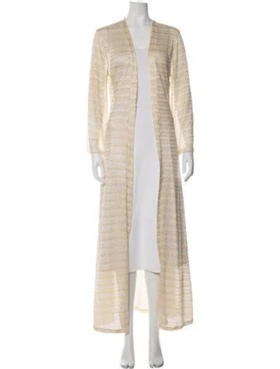 Pre-owned Melissa Odabash Nylon Lace Pattern Robe In Neutrals