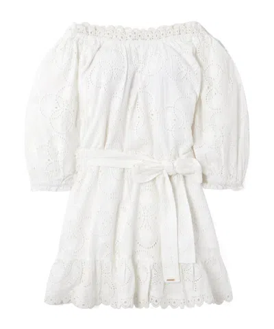 Melissa Odabash Off-the-shoulder Broderie Anglaise Cotton Mini Dress In White