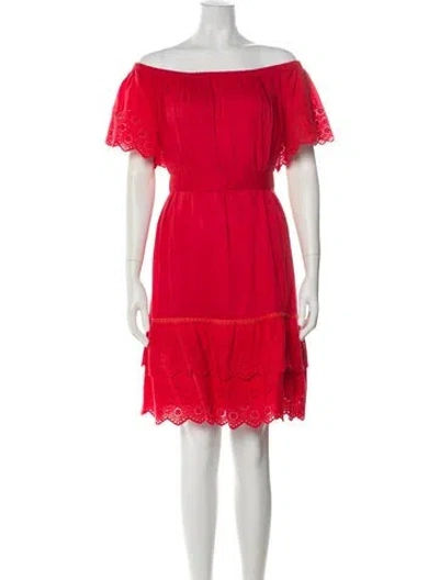 Pre-owned Melissa Odabash Off-the-shoulder Knee-length Dress In Red