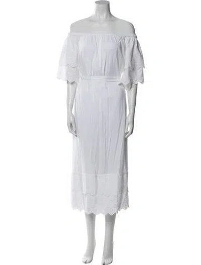 Pre-owned Melissa Odabash Off-the-shoulder Midi Length Dress In White