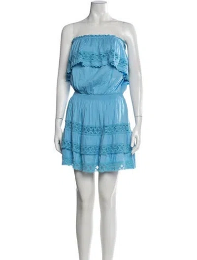 Pre-owned Melissa Odabash Off-the-shoulder Mini Dress In Blue