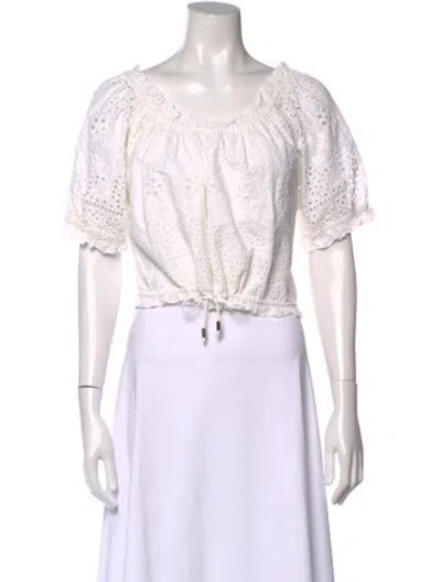 Pre-owned Melissa Odabash Off-the-shoulder Short Sleeve Crop Top In White