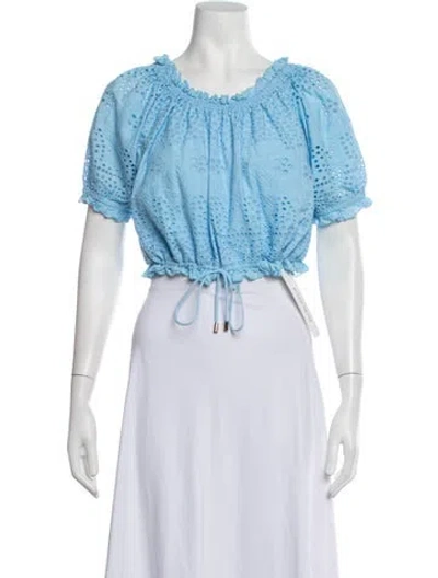 Pre-owned Melissa Odabash Off-the-shoulder Short Sleeve Top In Blue