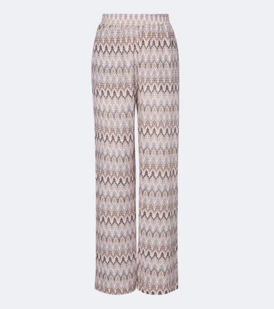 Melissa Odabash Olivia Chevron Knitted Wide-leg Pants In Multi