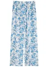 Melissa Odabash Olivia Floral-print Wide-leg Trousers In Blue