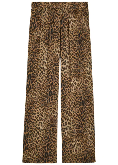 Melissa Odabash Olivia Leopard-print Woven Trousers In Brown