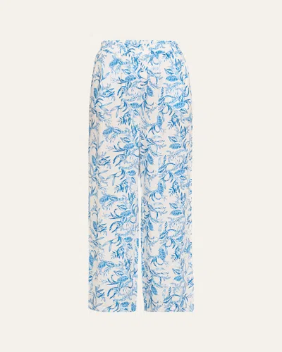 Melissa Odabash Olivia Straight-leg Trousers In Blue Leaf