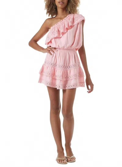 Melissa Odabash Debbie One-shoulder Ruffled Voile Mini Dress In Baby Pink