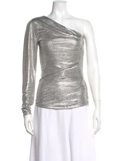 Pre-owned Melissa Odabash One-shoulder Long Sleeve Top In Silver