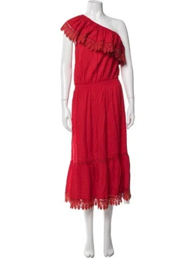 Pre-owned Melissa Odabash One-shoulder Midi Length Dress In Red