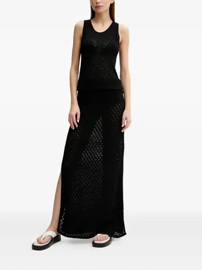 Melissa Odabash Open-knit Side-split Maxi Dress In Black
