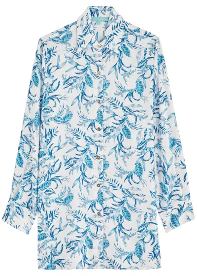 Melissa Odabash Paige Floral-print Shirt In Blue