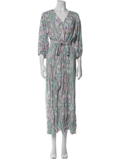 Pre-owned Melissa Odabash Paisley Print Long Dress In Blue