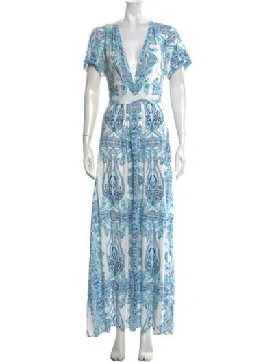 Pre-owned Melissa Odabash Paisley Print Long Dress In Blue