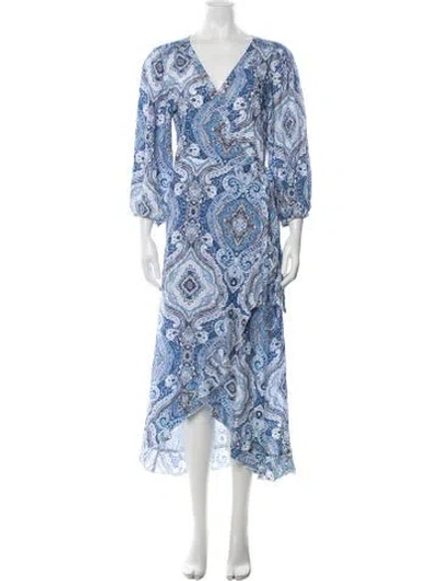 Pre-owned Melissa Odabash Paisley Print Long Dress In Blue