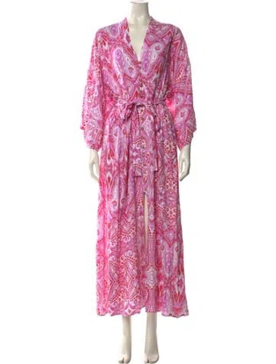 Pre-owned Melissa Odabash Paisley Print Long Dress In Pink