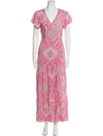 Pre-owned Melissa Odabash Paisley Print Long Dress In Pink