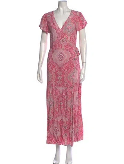 Pre-owned Melissa Odabash Paisley Print Long Dress In Pink