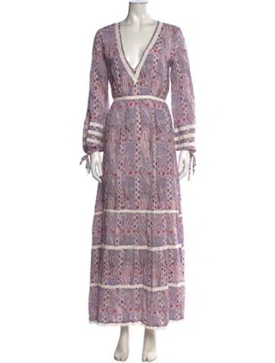 Pre-owned Melissa Odabash Paisley Print Long Dress W/ Tags In Purple