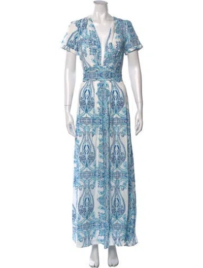 Pre-owned Melissa Odabash Paisley Print Long Dress W/ Tags In White