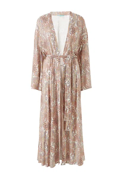 Melissa Odabash Paisley Print Maxi Beach Kaftan In Neutral
