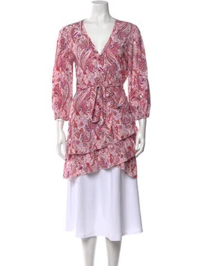 Pre-owned Melissa Odabash Paisley Print Midi Length Dress In Pink