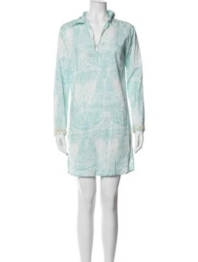 Pre-owned Melissa Odabash Paisley Print Mini Dress In Blue