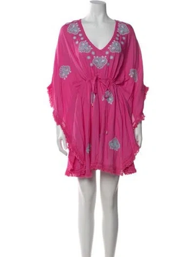 Pre-owned Melissa Odabash Paisley Print Mini Dress In Pink