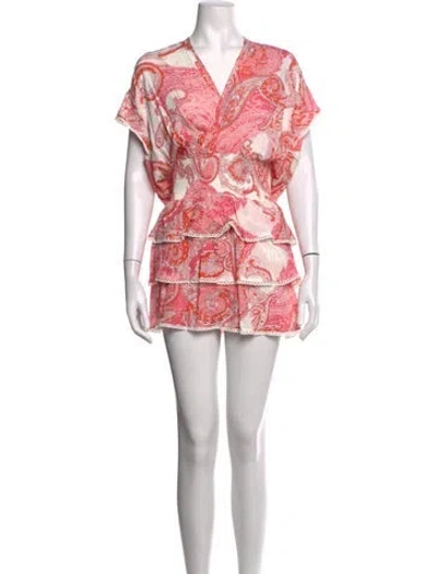 Pre-owned Melissa Odabash Paisley Print Mini Dress In Pink