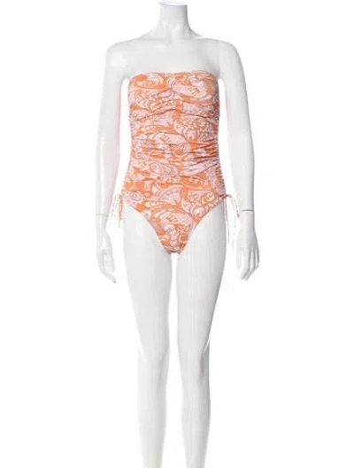 Pre-owned Melissa Odabash Paisley Print One-piece W/ Tags In White