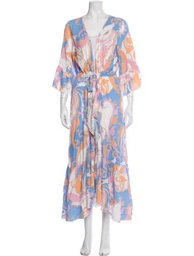 Pre-owned Melissa Odabash Paisley Print Robe In Blue