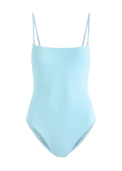 Melissa Odabash Palma Ribbed Swimsuit In Light Blue