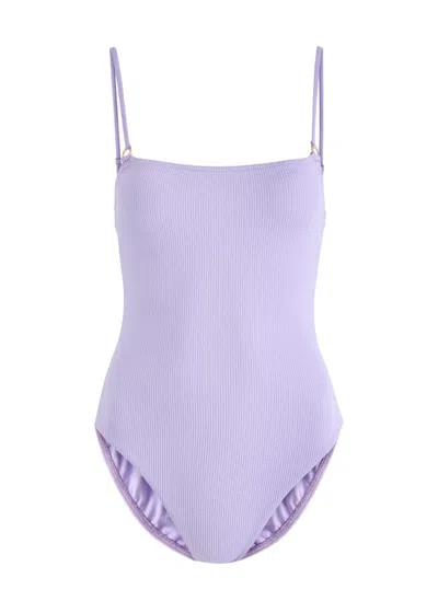 Melissa Odabash Palma Ribbed Swimsuit In Lilac
