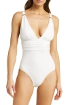 Melissa Odabash Panarea Swimsuit In White Chain