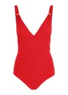 Melissa Odabash Panarea Core Shirred One-piece Swimsuit In Red